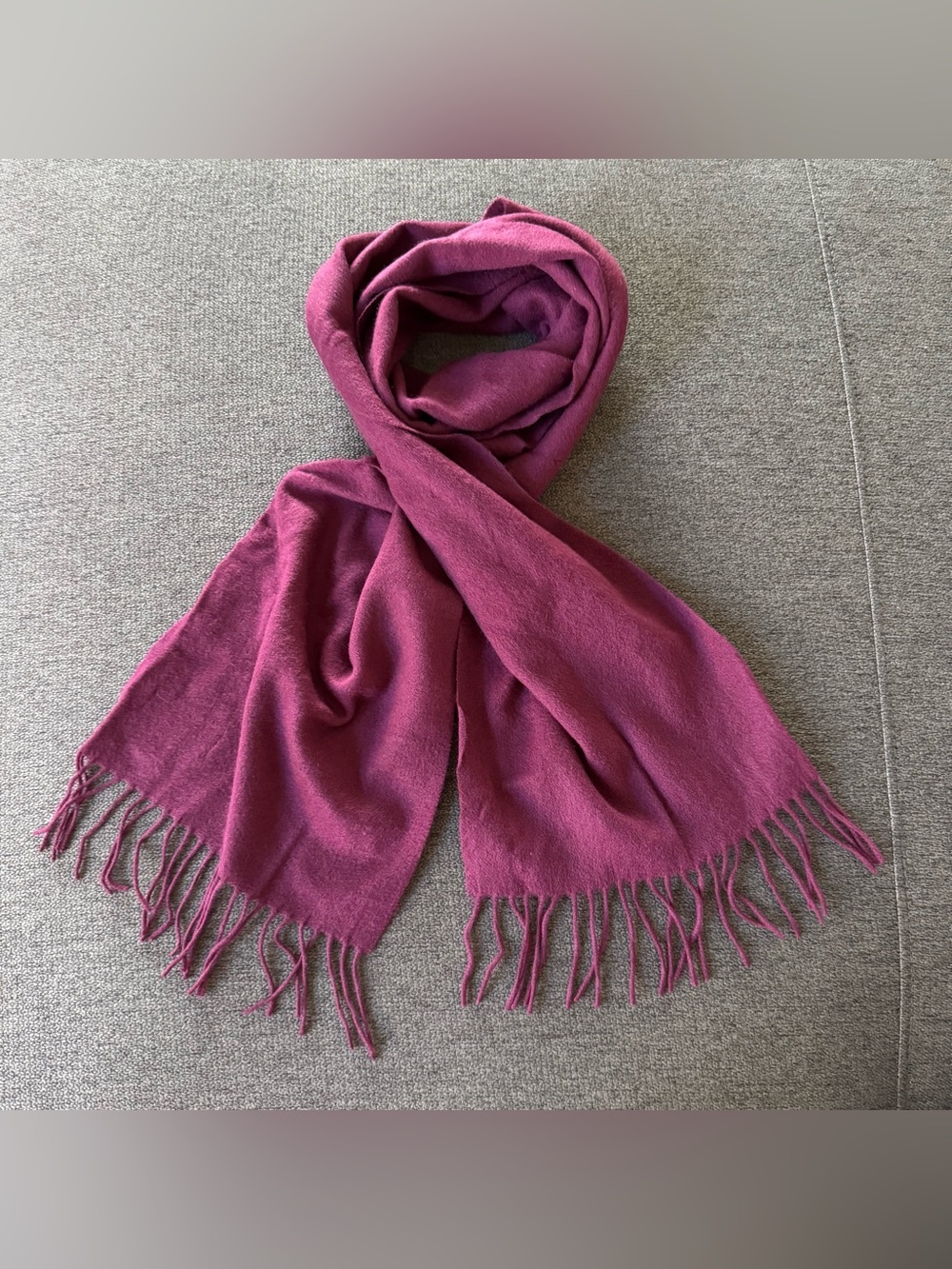 Peck & Peck Luxury Berry Pink 100% Cashmere Classic Fringe Scarf Elegant